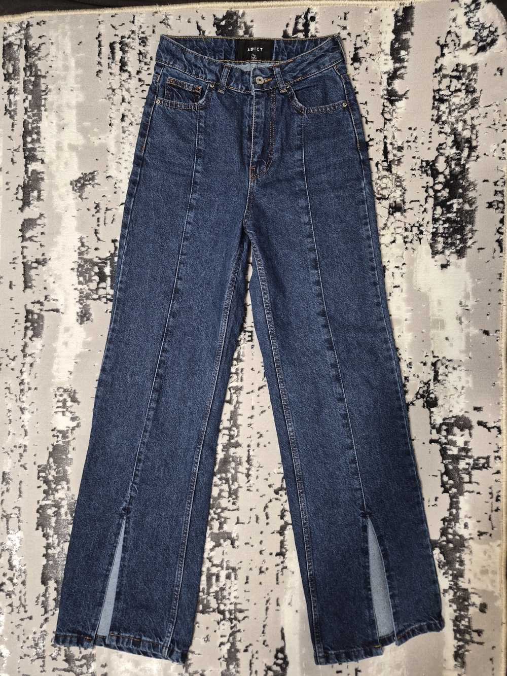 ADDICT LUXURY QUALITY DENIM HIGH WAISTED FLARED FRONT SPLIT 5 POCKET XS NEW